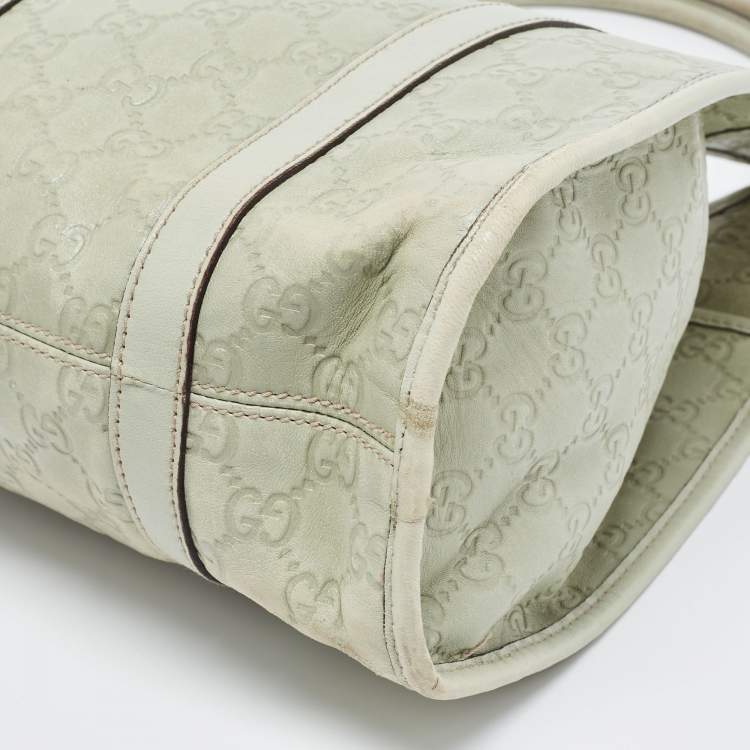 Pre Owned Gucci Green Guccissima Leather Bardot Joy Bag
