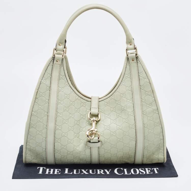 Pre Owned Gucci Green Guccissima Leather Bardot Joy Bag
