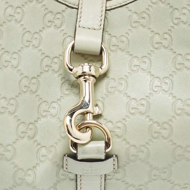 Pre Owned Gucci Green Guccissima Leather Bardot Joy Bag
