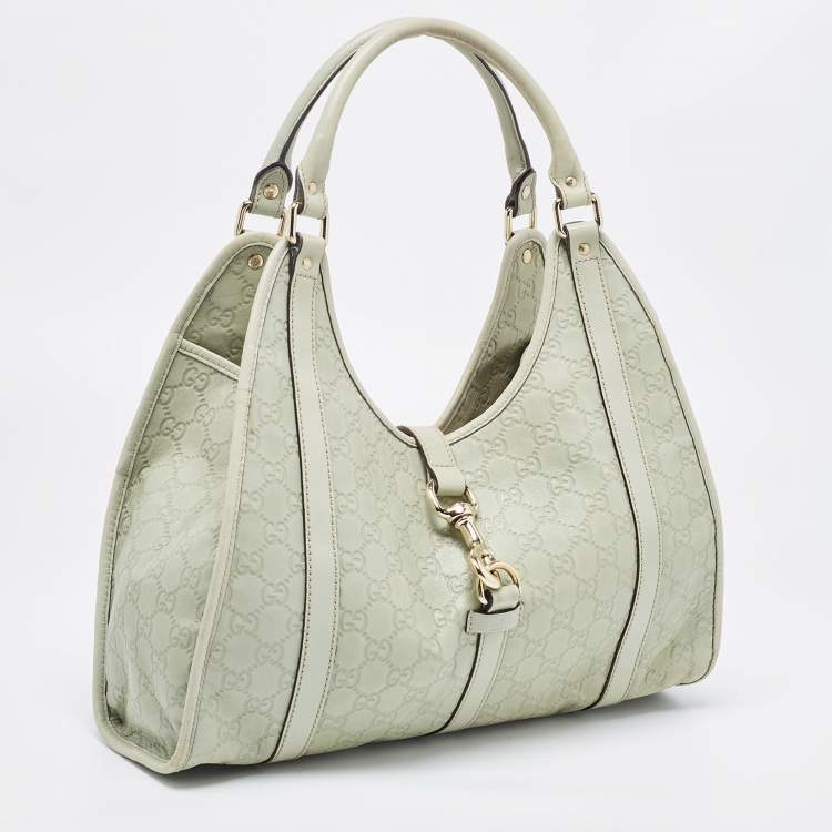 Pre Owned Gucci Green Guccissima Leather Bardot Joy Bag