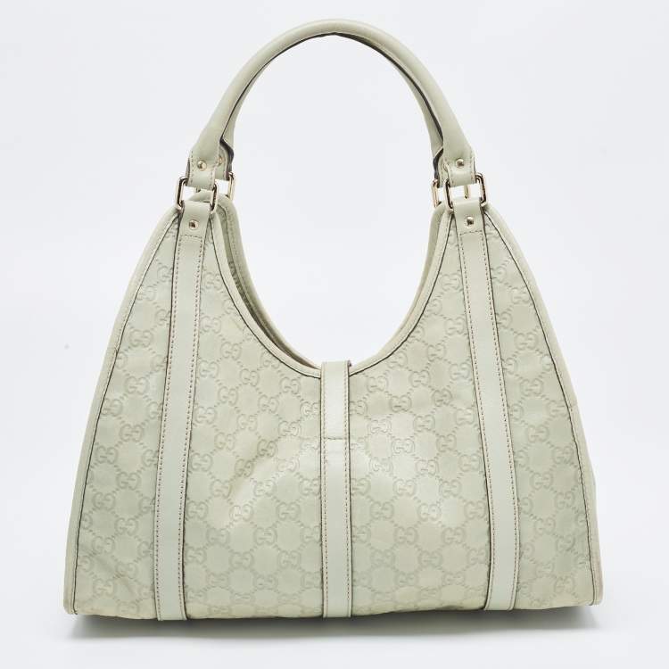 Pre Owned Gucci Green Guccissima Leather Bardot Joy Bag