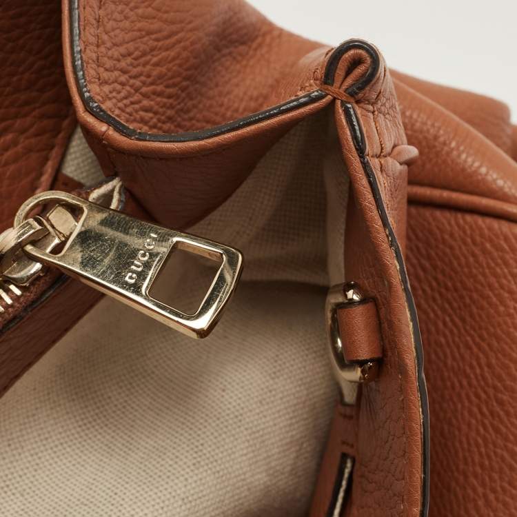 Pre Owned Gucci Brown Leather Medium Bamboo Shopper Tote