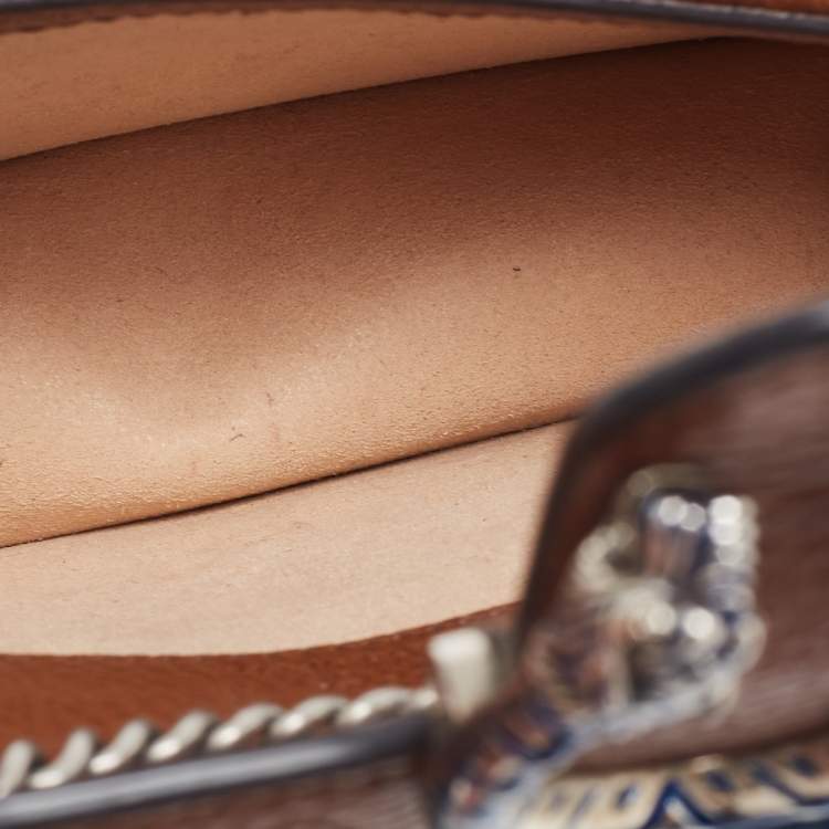 Pre Owned Gucci Blue/Tan GG Denim and Leather Super Mini Dionysus Crossbody Bag
