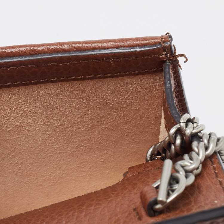 Pre Owned Gucci Blue/Tan GG Denim and Leather Super Mini Dionysus Crossbody Bag