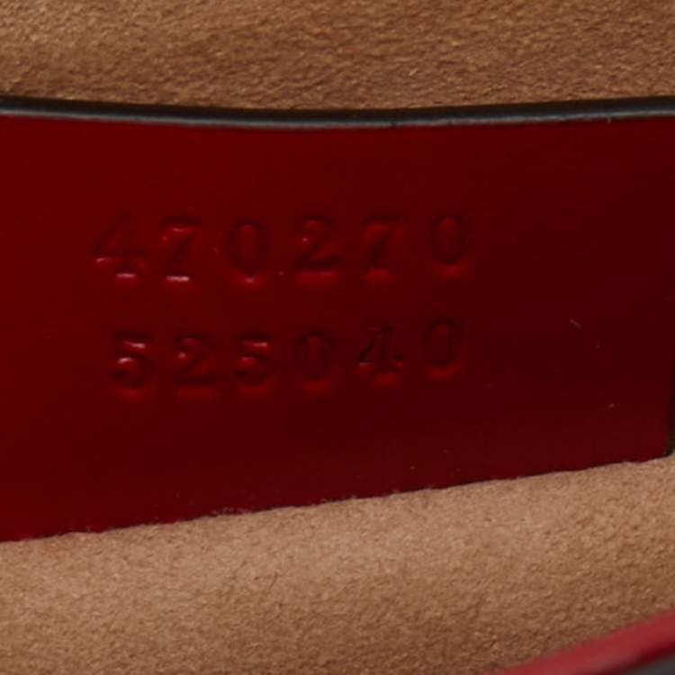Pre Owned Gucci Red Leather Mini Web Chain Sylvie Top Handle Bag