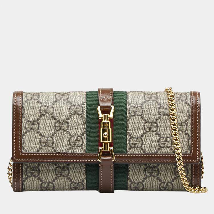 Gucci Gg Supreme Jackie 1961 Wallet On Chain Crossbody Bag