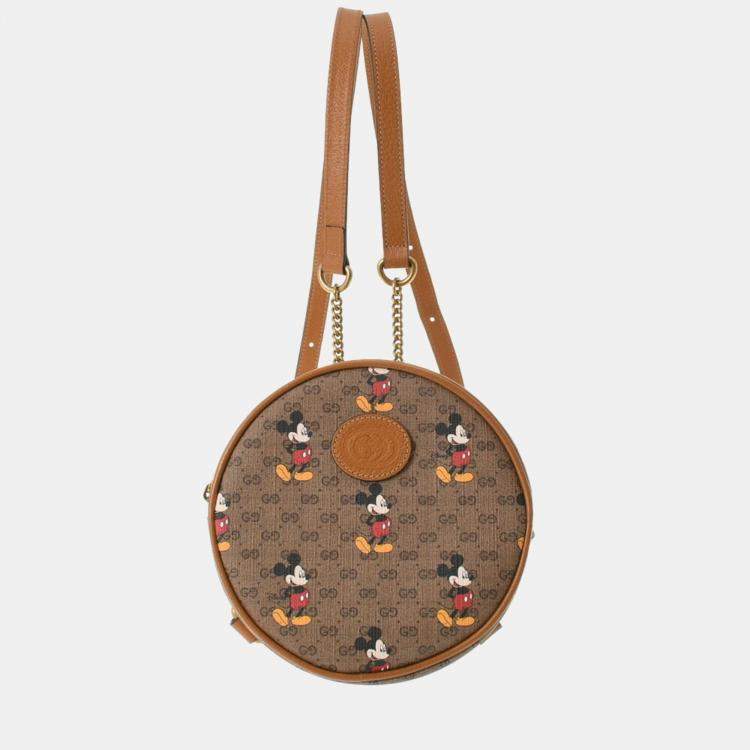 Gucci Brown GG Mickey Mouse Round Crossbody Gucci