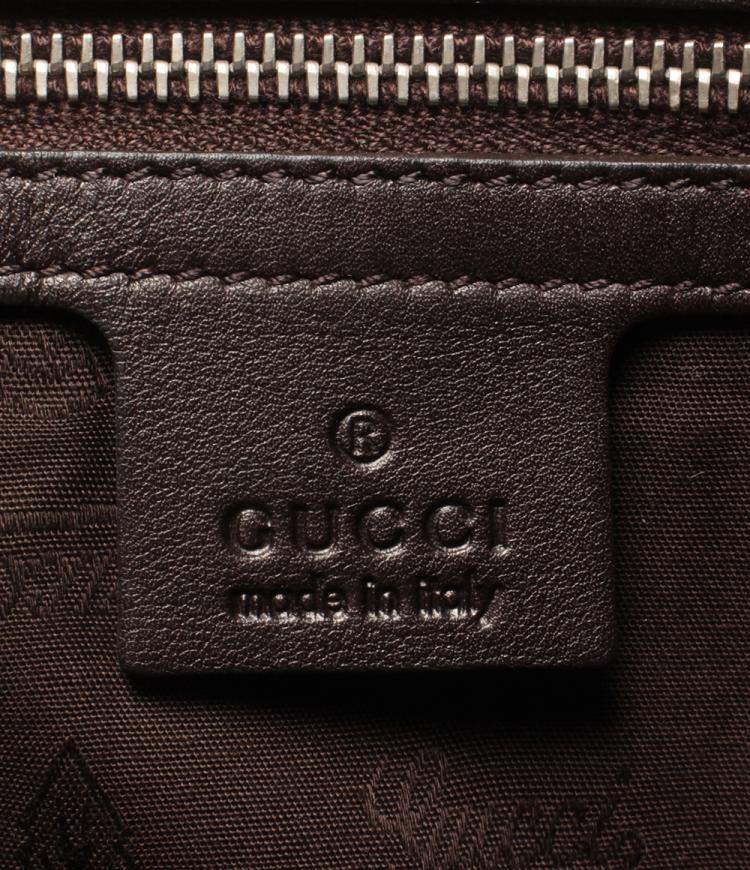 Pre Owned Gucci Brown Leather Guccissima Twins Tote Bag