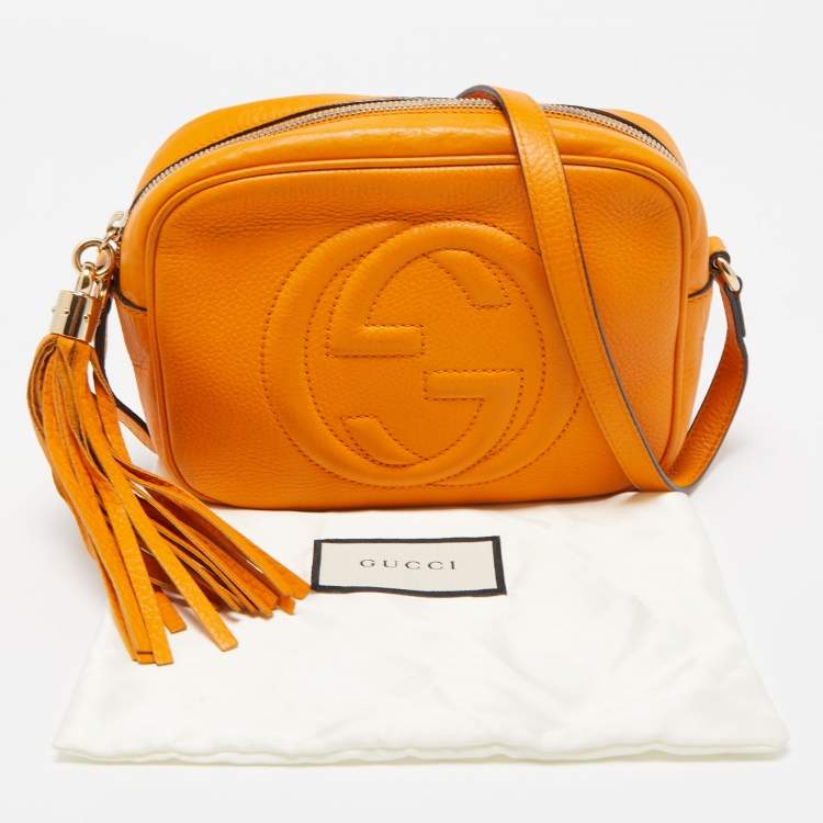 Pre Owned Gucci Mustard Yellow Leather Small Soho Disco Shoulder Bag