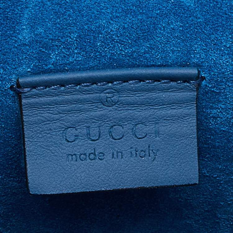 Pre Owned Gucci Blue/Beige GG Supreme Canvas and Suede Small Dionysus Blooms Shoulder Bag