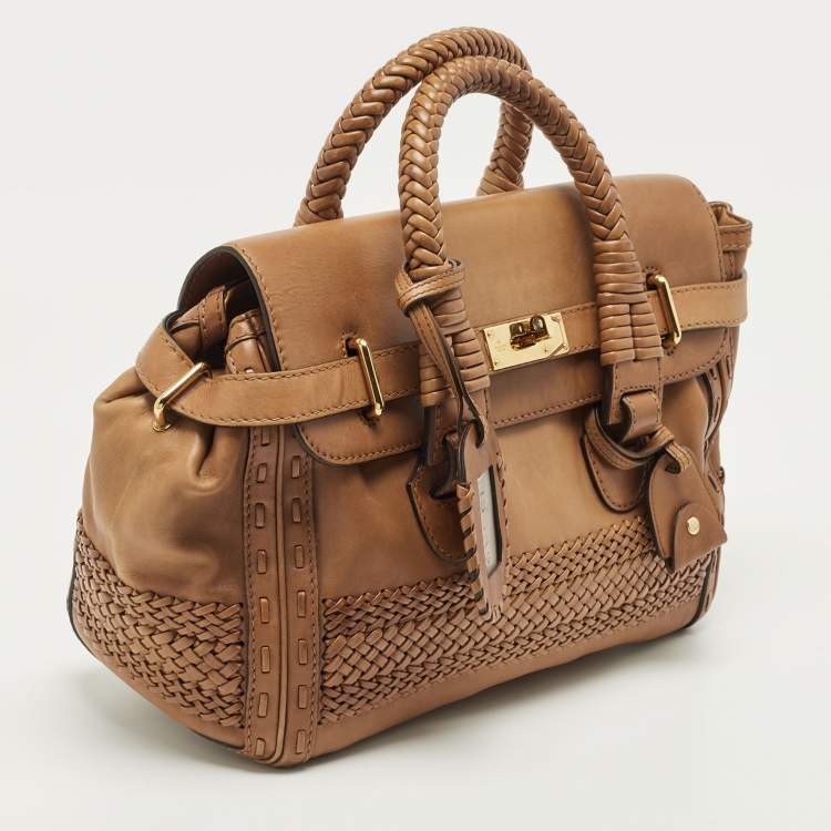 Pre Owned Gucci Brown Leather Handmade Top Handle Bag