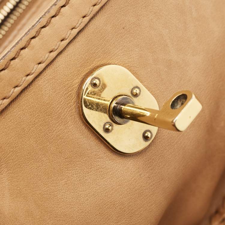 Pre Owned Gucci Brown Leather Handmade Top Handle Bag