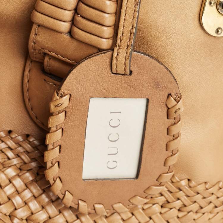 Pre Owned Gucci Brown Leather Handmade Top Handle Bag