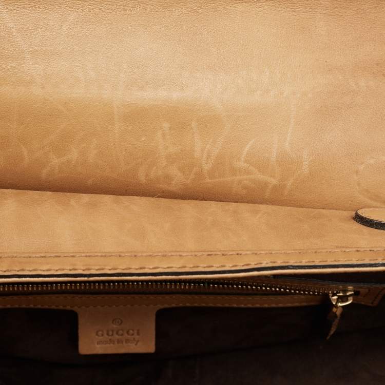 Pre Owned Gucci Brown Leather Handmade Top Handle Bag
