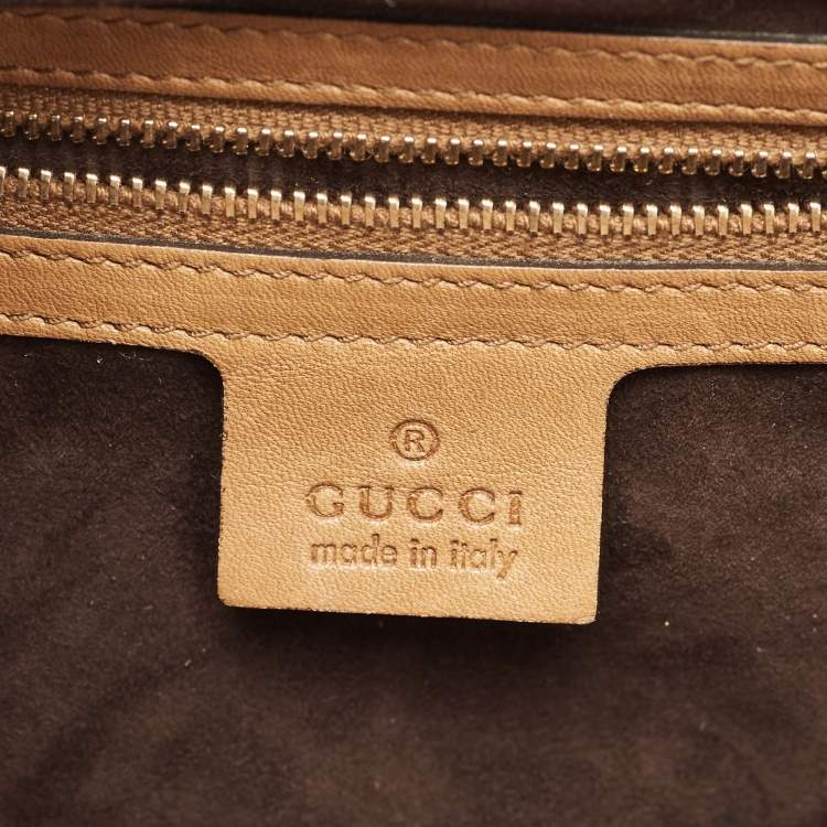 Pre Owned Gucci Brown Leather Handmade Top Handle Bag