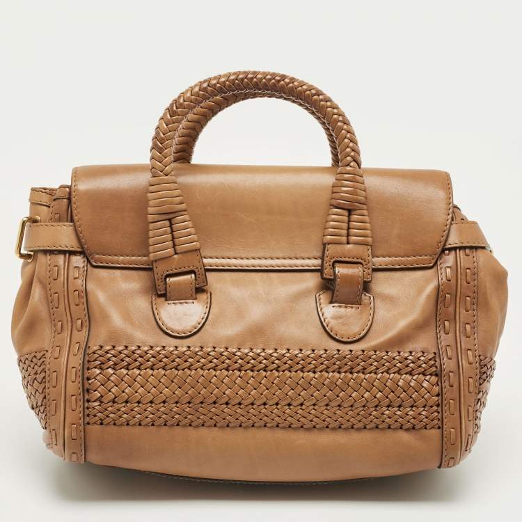 Pre Owned Gucci Brown Leather Handmade Top Handle Bag