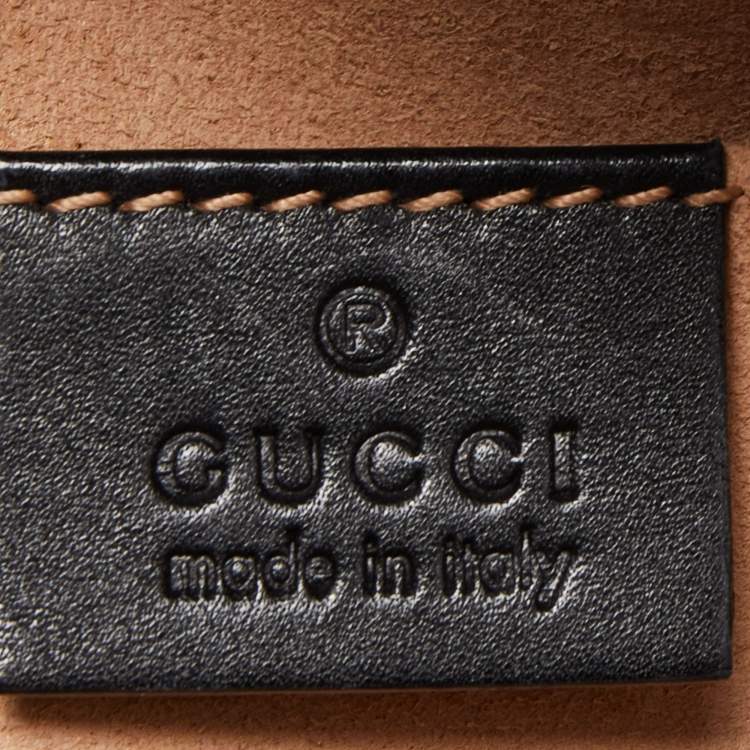 Pre Owned Gucci Black Matelassé Leather GG Marmont Belt Bag
