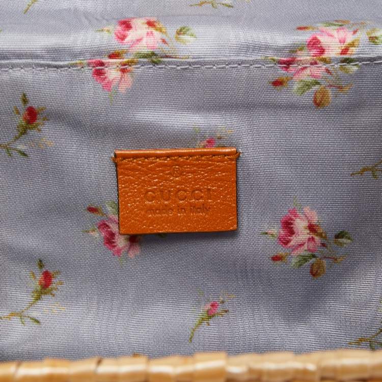 Pre Owned Gucci Beige Glazed Wicker Mini Cestino Shoulder Bag