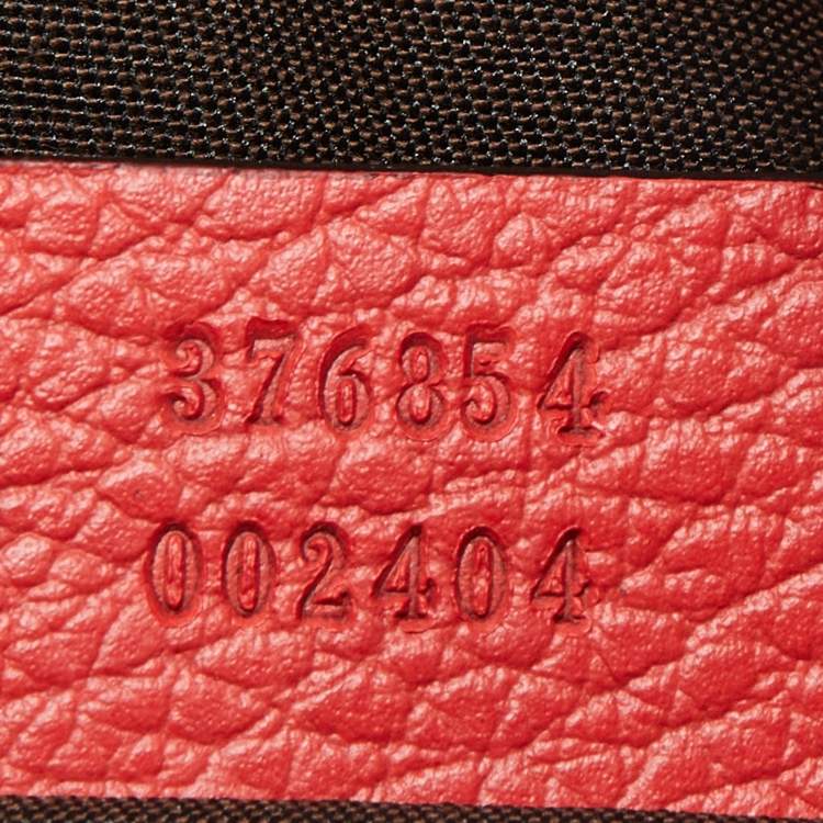 Pre Owned Gucci Red Leather Bamboo Tassel Zip Pouch