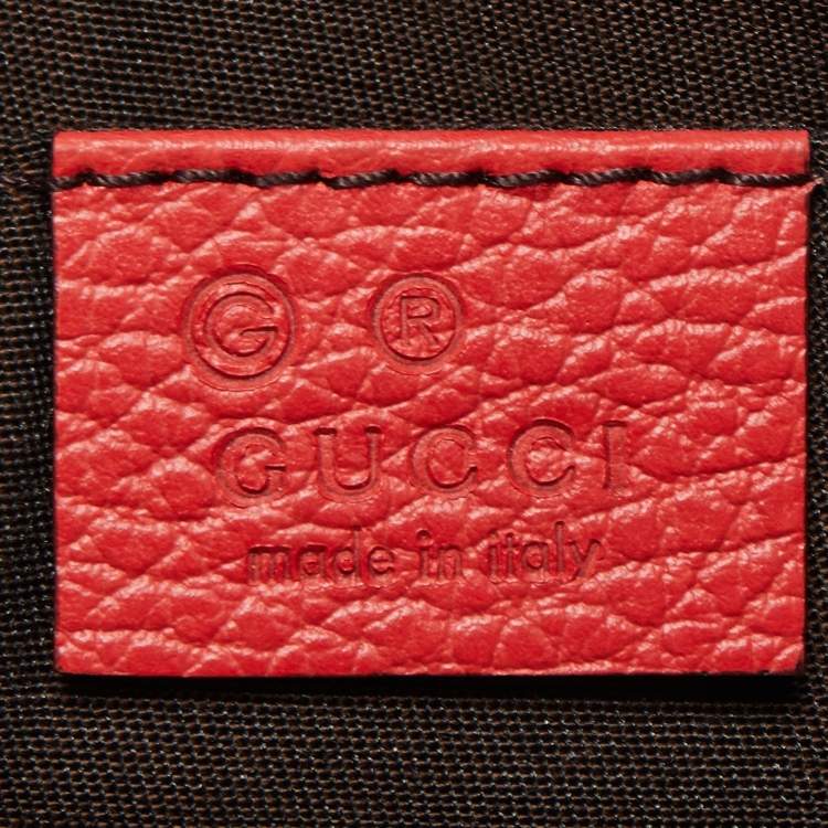 Pre Owned Gucci Red Leather Bamboo Tassel Zip Pouch