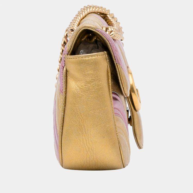 Gucci Beige/Pink GG Supreme Canvas Marmont Wallet on Chain Crossbody Bag -  Yoogi's Closet