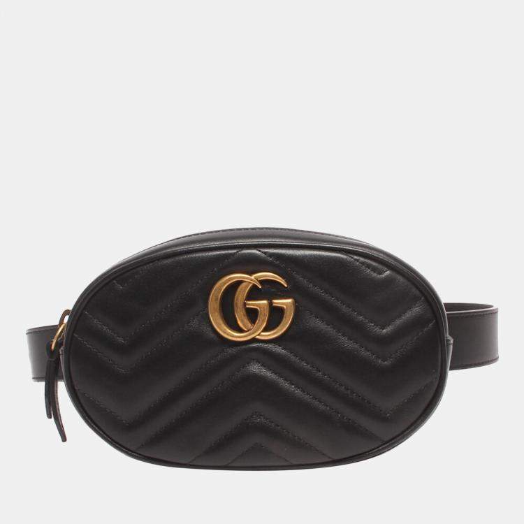 Gucci GG Marmont Black Leather Belt Bag Pack