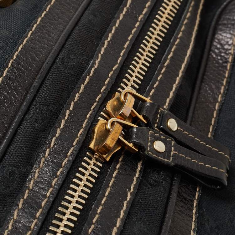 Pre Owned Gucci Black GG Canvas Web Aviatrix Medium Boston Bag