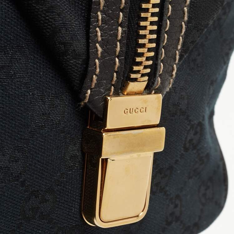 Pre Owned Gucci Black GG Canvas Web Aviatrix Medium Boston Bag