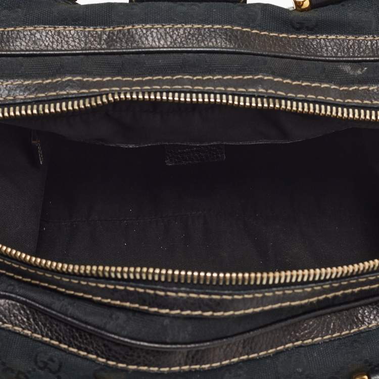 Pre Owned Gucci Black GG Canvas Web Aviatrix Medium Boston Bag