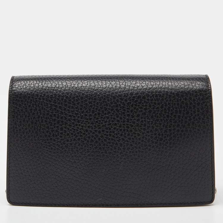 Pre Owned Gucci Black Leather Dionysus Super Mini Wallet on Chain
