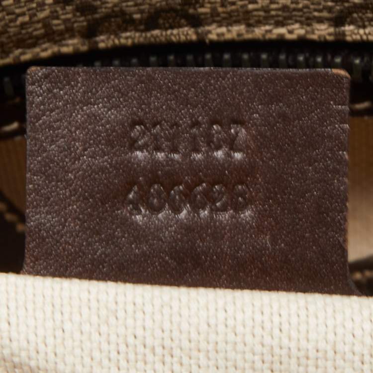 Pre Owned Gucci Ebony/Beige GG Supreme Canvas Zip Tote