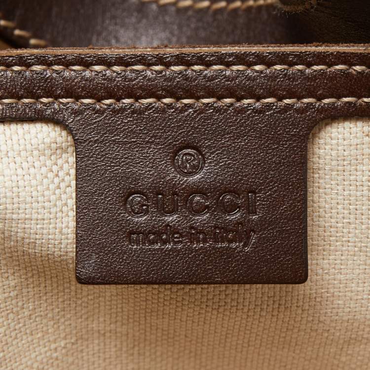 Pre Owned Gucci Ebony/Beige GG Supreme Canvas Zip Tote
