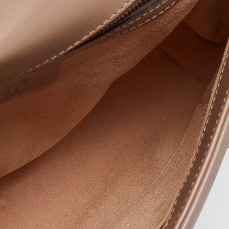 Pre Owned Gucci Beige Matelasse Leather Small GG Marmont Top Handle Bag