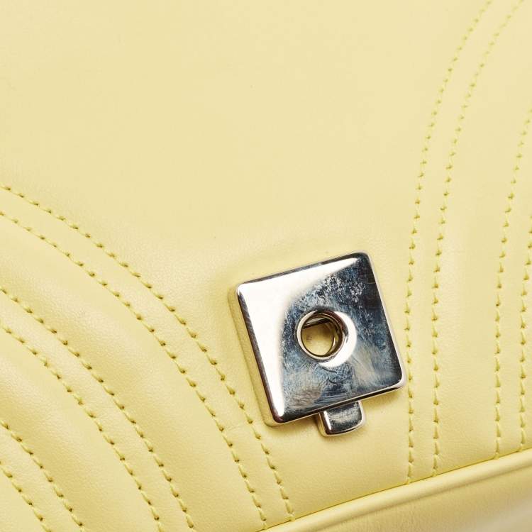 Pre Owned Gucci Yellow Matelassé Leather Small GG Marmont Shoulder Bag