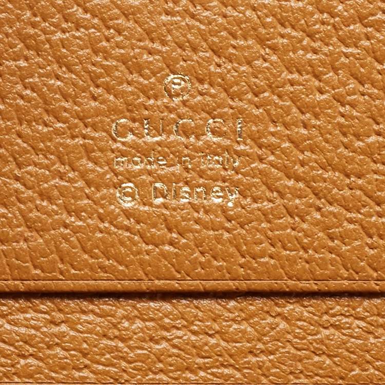 مملوكة مسبقًا Gucci Brown/Beige GG Supremes and Leather Mickey Mouse Flap Card Case 