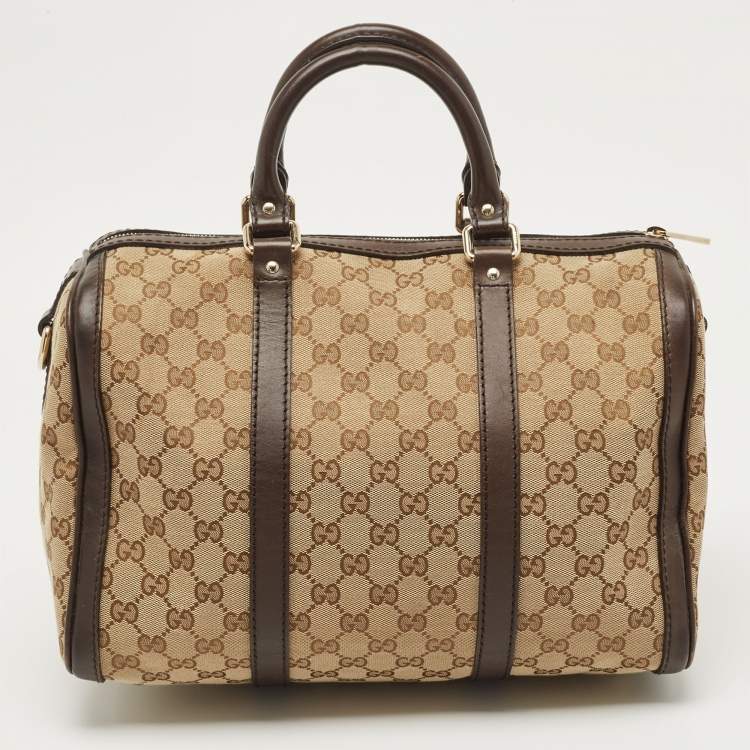Pre Owned Gucci Beige/Ebony GG Canvas Medium Joy Boston Bag