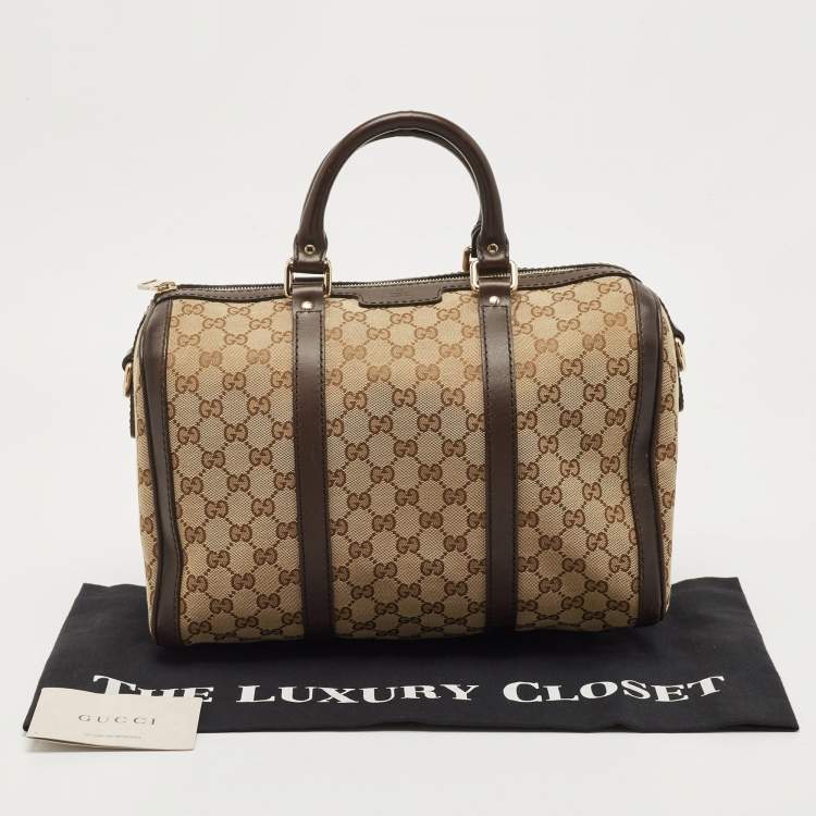 Pre Owned Gucci Beige/Ebony GG Canvas Medium Joy Boston Bag