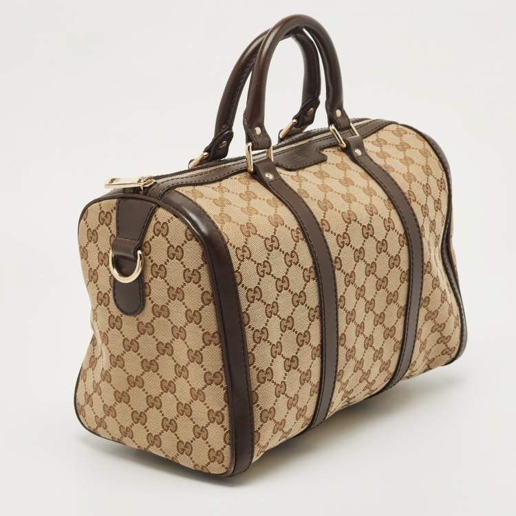 Pre Owned Gucci Beige/Ebony GG Canvas Medium Joy Boston Bag