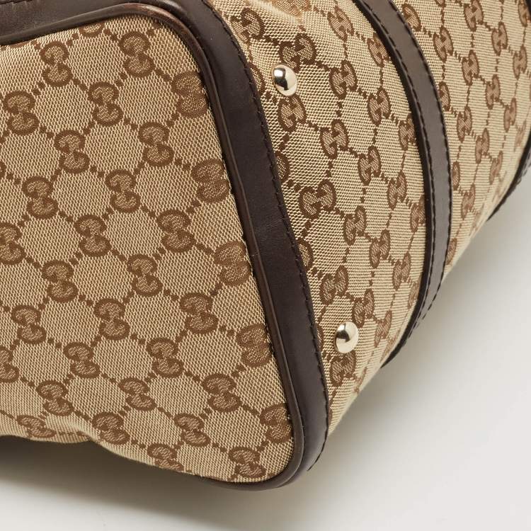 Pre Owned Gucci Beige/Ebony GG Canvas Medium Joy Boston Bag