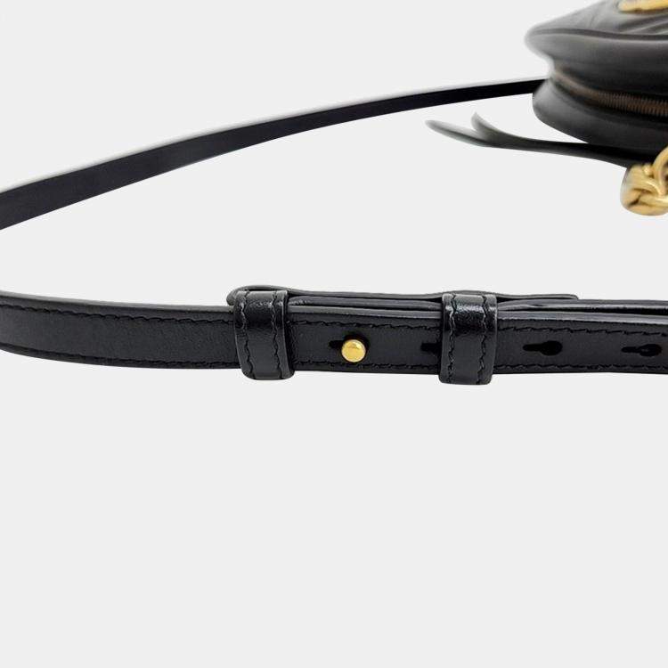 Pre Owned Gucci Black Leather GG Marmont Camera Shoulder Bag