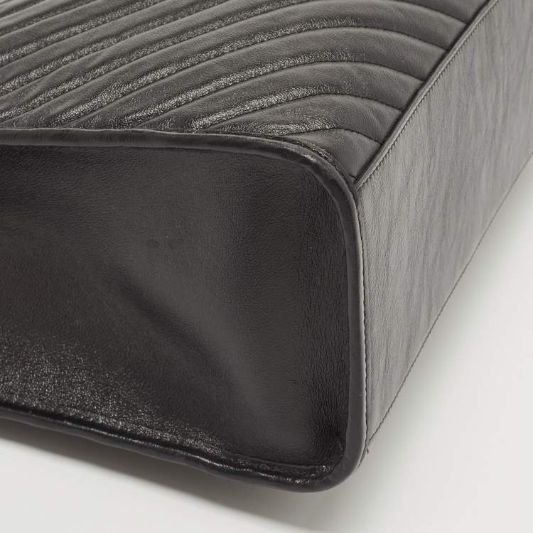مملوكة مسبقًا Gucci Black Diagonal Matelasse Leather GG Marmont Tote
