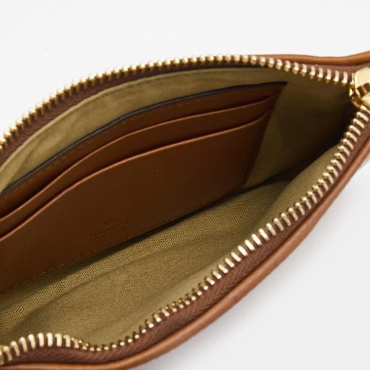 Pre Owned Gucci Brown/Beige GG Web Wristlet Pouch 