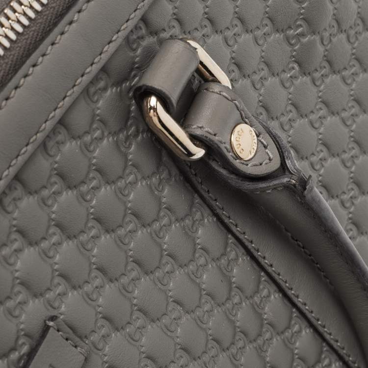 Pre Owned Gucci Grey Microguccissima Leather Margaux Tote