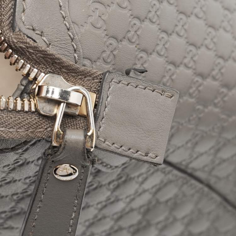 Pre Owned Gucci Grey Microguccissima Leather Margaux Tote