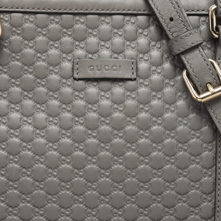 Pre Owned Gucci Grey Microguccissima Leather Margaux Tote