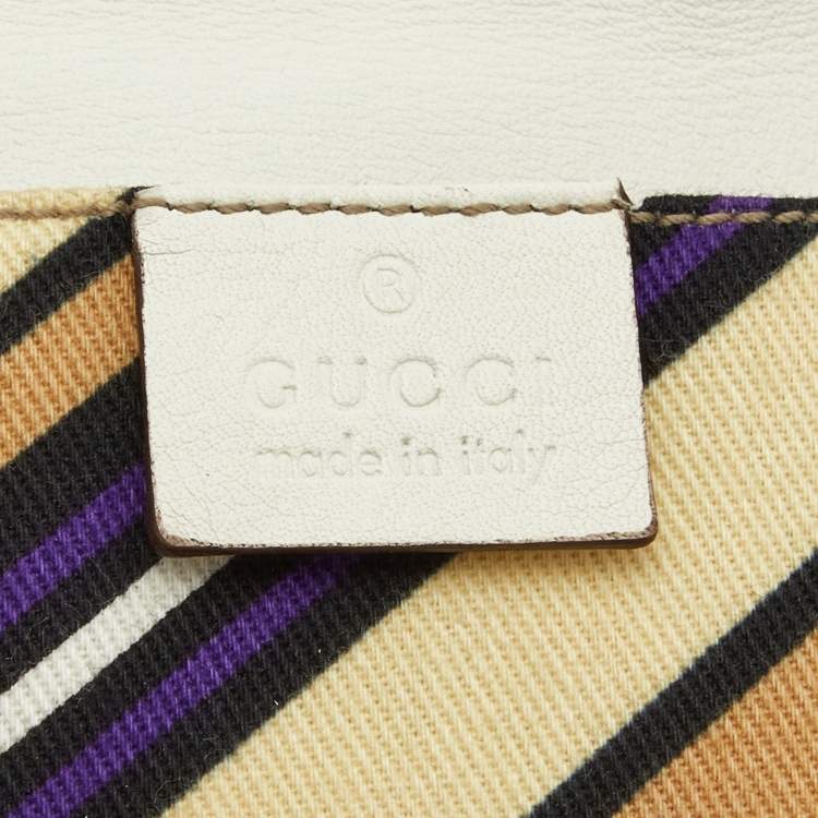 Pre Owned Gucci Off White Leather Small Britt Tassel Hobo