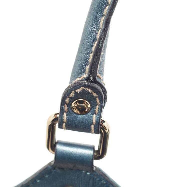مملوكة مسبقًا Gucci Metallic Blue Guccissima Leather Large Sukey Tote