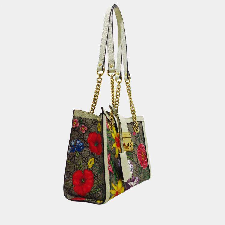 Gucci Padlock Flora Small GG Supreme Canvas Shoulder Bag