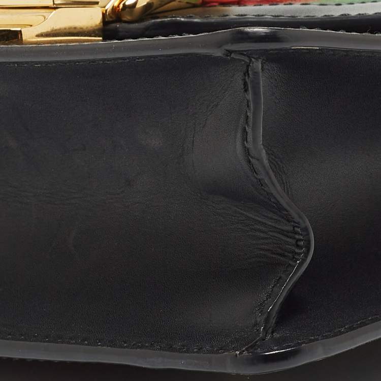 Pre Owned Gucci Black Leather Mini Web Chain Sylvie Crossbody Bag