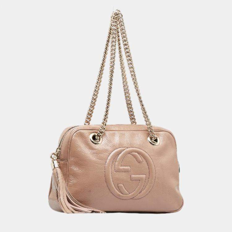 GUCCI Soho Leather Small Disco Bag shoulder pink beige used from